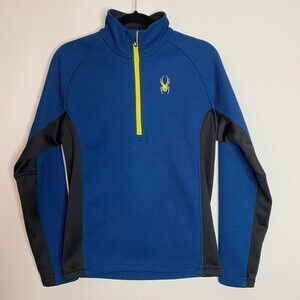 Spyder Core Sweater Blue 1/4 Zip Thermal Waffle Knit Pullover Size S